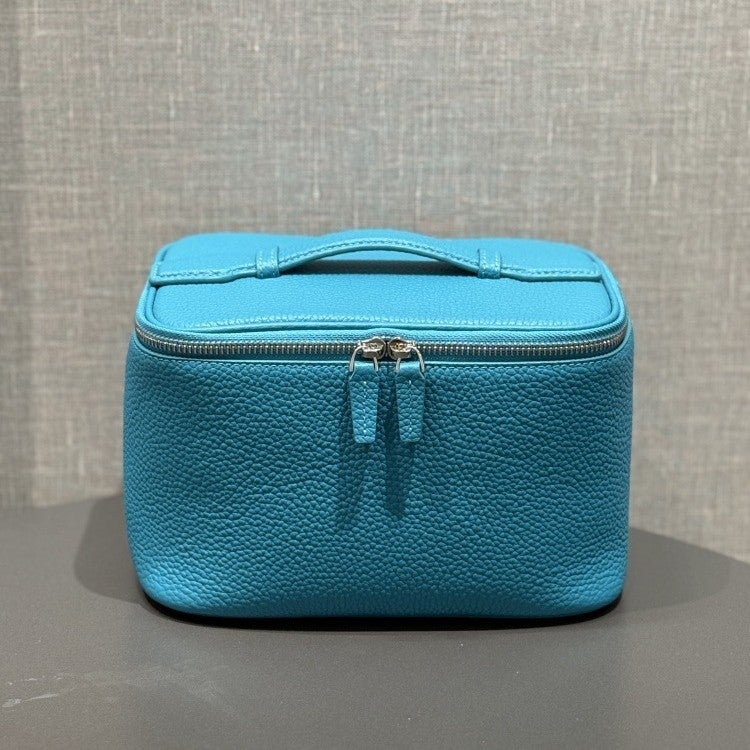 Top Layer Cowhide Cosmetic Bag Travel Portable Wash Bag Advanced Sense Large Capacity Storage Bag Practical Soft Leather Handbag - Image 1